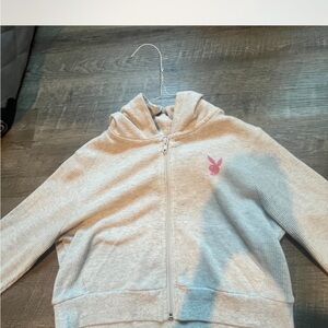 PLAYBOY Kids Cream Hoodie with Pink Logo
